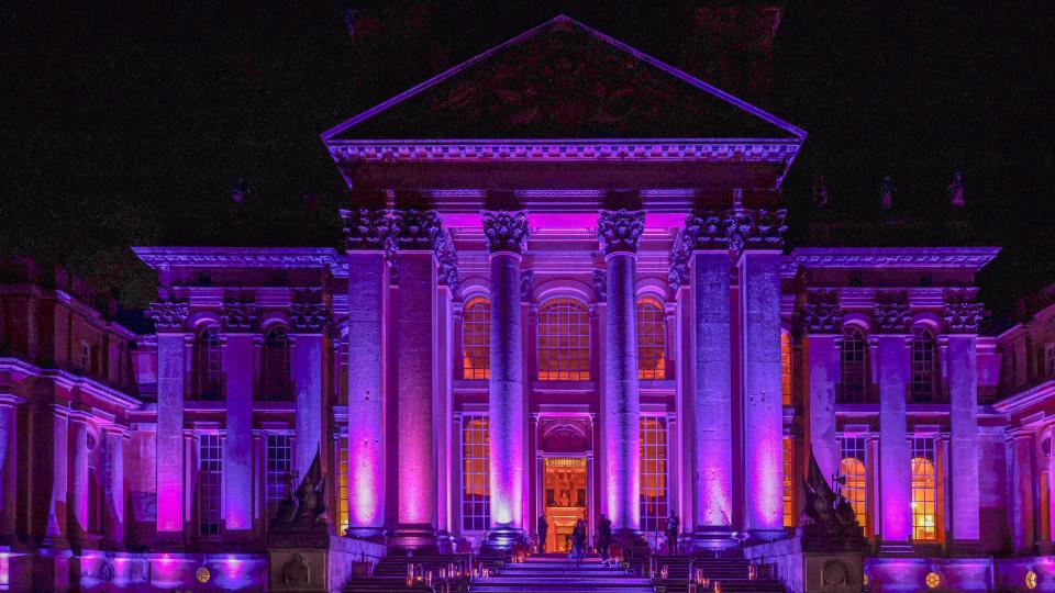 Blenheim Palace  lit up purple