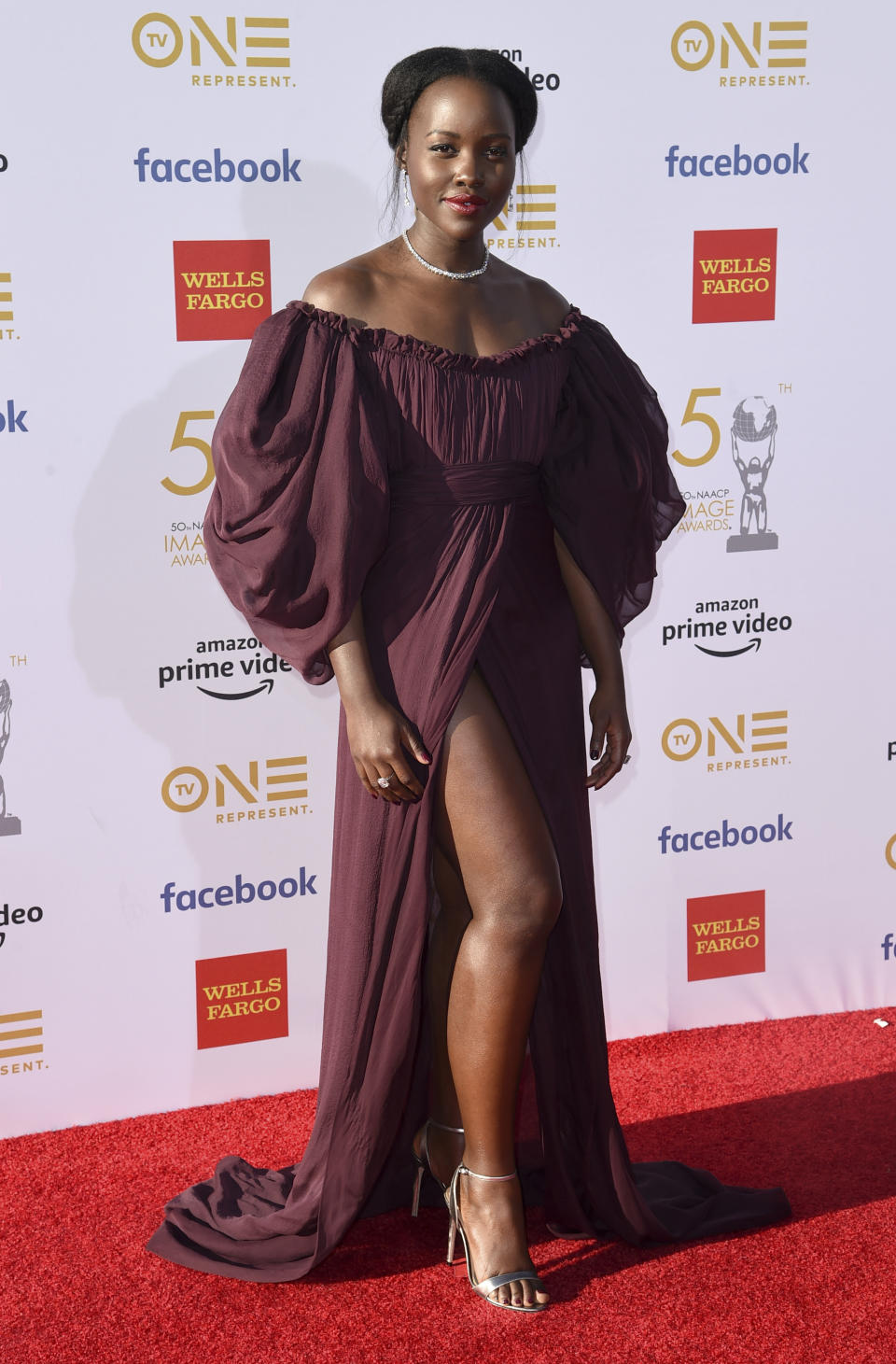 Lupita Nyong'o arrives at the 50th annual NAACP Image Awards on Saturday, March 30, 2019, at the Dolby Theatre in Los Angeles. (Photo by Richard Shotwell/Invision/AP)
