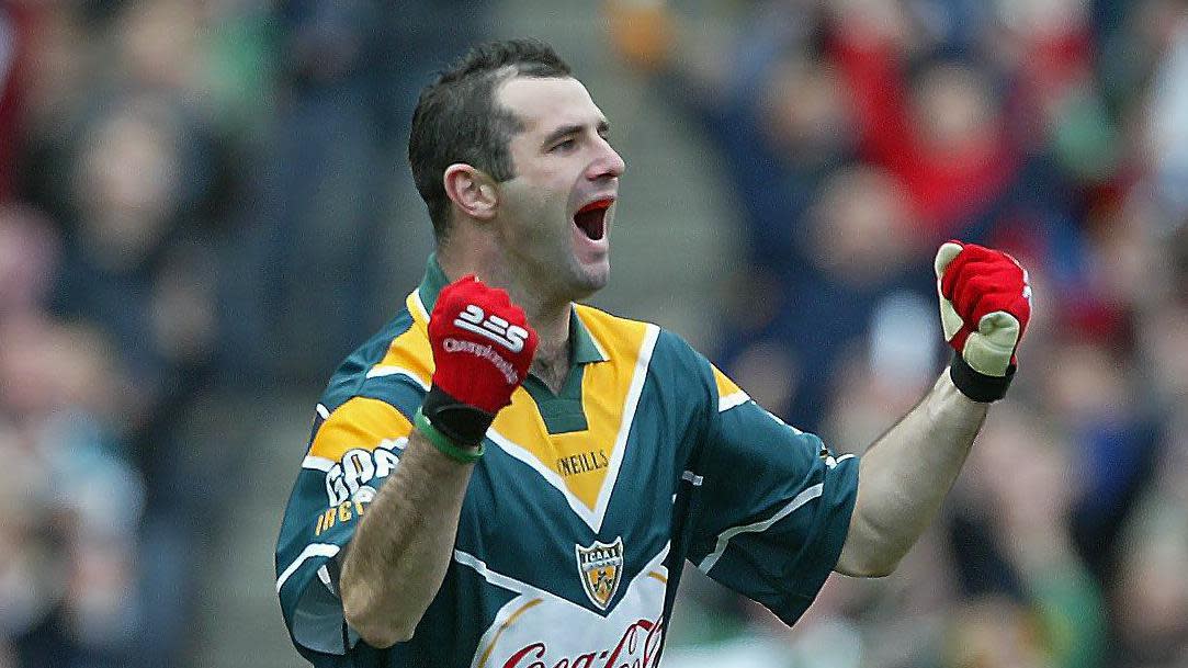 Steven McDonnell celebrates a goal in the 2004 International Rules series