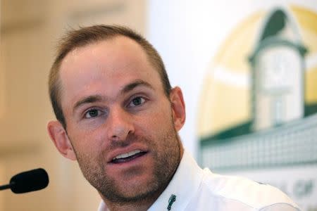 Andy Roddick of the U.S. speaks to reporters before being inducted into the International Tennis Hall of Fame in Newport, Rhode Island, U.S., July 22, 2017. REUTERS/Brian Snyder