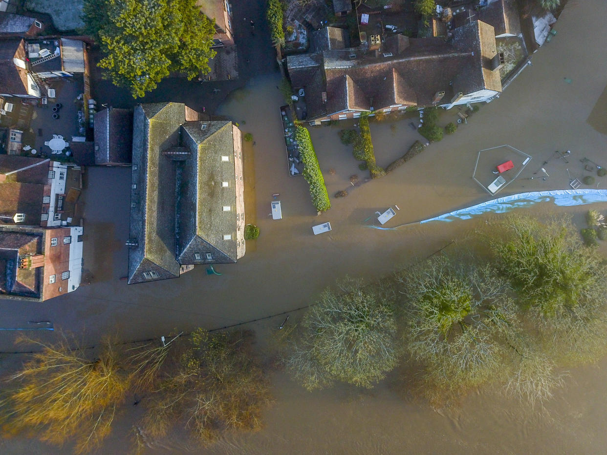 Aerial view of flooding along the river Severn at Bewdley where despite the efforts by the environment agency (SWNS)