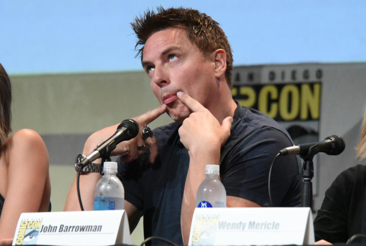 John Barrowman attends the "Arrow" panel on day 3 of Comic-Con International on Saturday, July 11, 2015, in San Diego. (Photo by Richard Shotwell/Invision/AP)