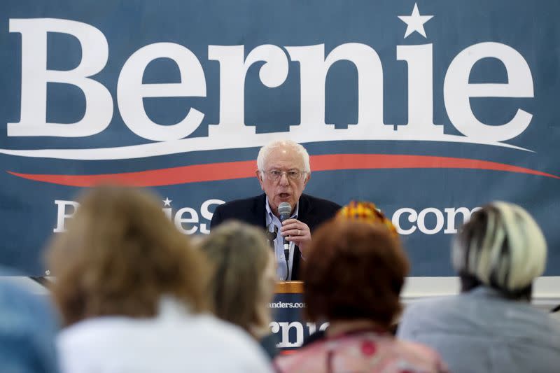 Democratic 2020 U.S. presidential candidate Sanders speaks to supporters at a breakfast gathering in St. George, South Carolina