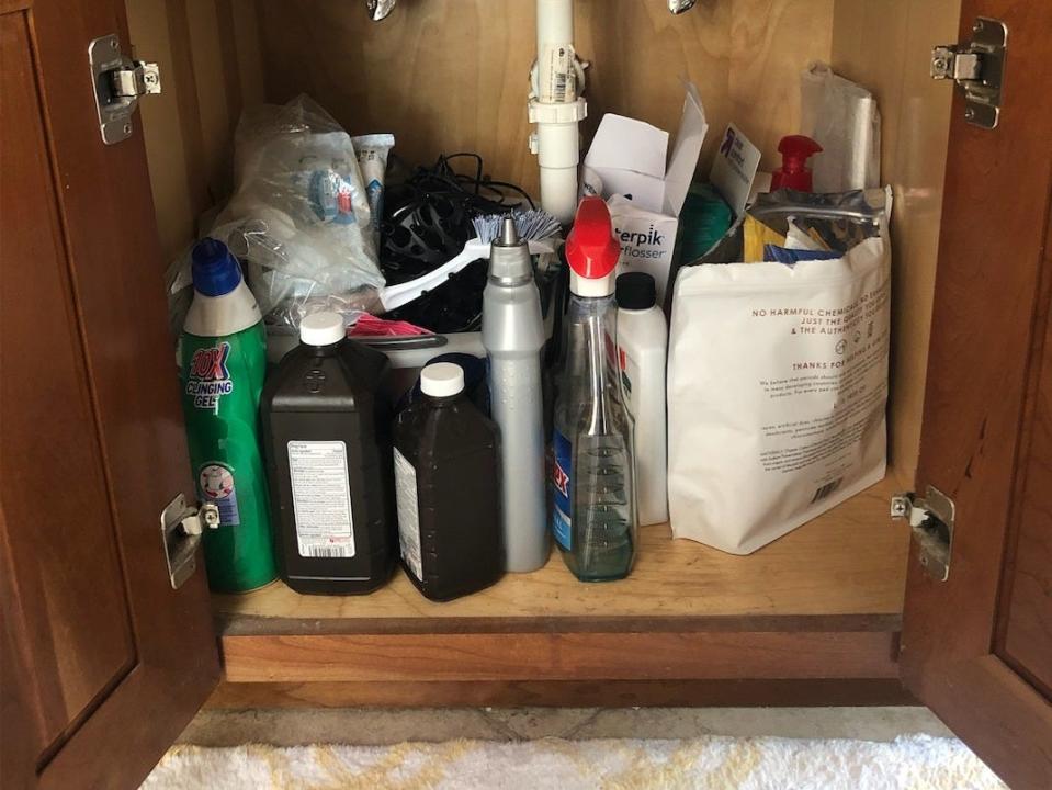 cleaning supplies cabinet