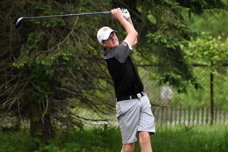 Brighton junior Matt Doyle shot 72 to tie for second in the KLAA postseason golf tournament Thursday, May 26, 2022 at Kensington Metropark Golf Course.