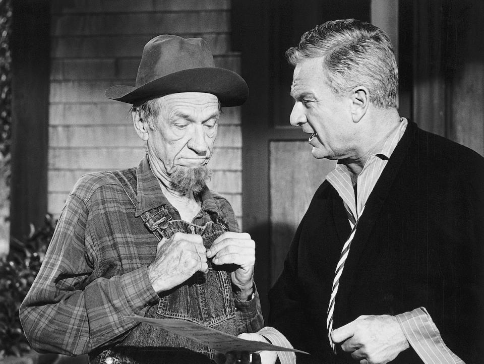 Eddie Albert and Hank Patterson. (Original Caption) A scene from the long-running television series 