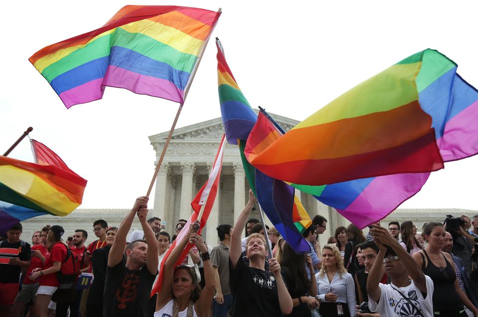 Alex Wong, Getty Images
Supporters rejoice June 26 after the U.S. Supreme Court?s ruling allowing same-sex marriage nationwide. The ruling was one of many victories this term for liberal justices on the court.
WASHINGTON, DC - JUNE 26:  Same-sex marriage supporters rejoice after the U.S Supreme Court hands down a ruling regarding same-sex marriage June 26, 2015 outside the Supreme Court in Washington, DC. The high court ruled that same-sex couples have the right to marry in all 50 states.  (Photo by Alex Wong/Getty Images) ORG XMIT: 561888119 ORIG FILE ID: 478626320