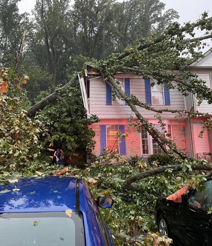 Emergency services in Maryland's Harford County rescued and evacuated homeowners after trees fell on dozens of houses. Photo courtesy of Harford County Department of Emergency Services