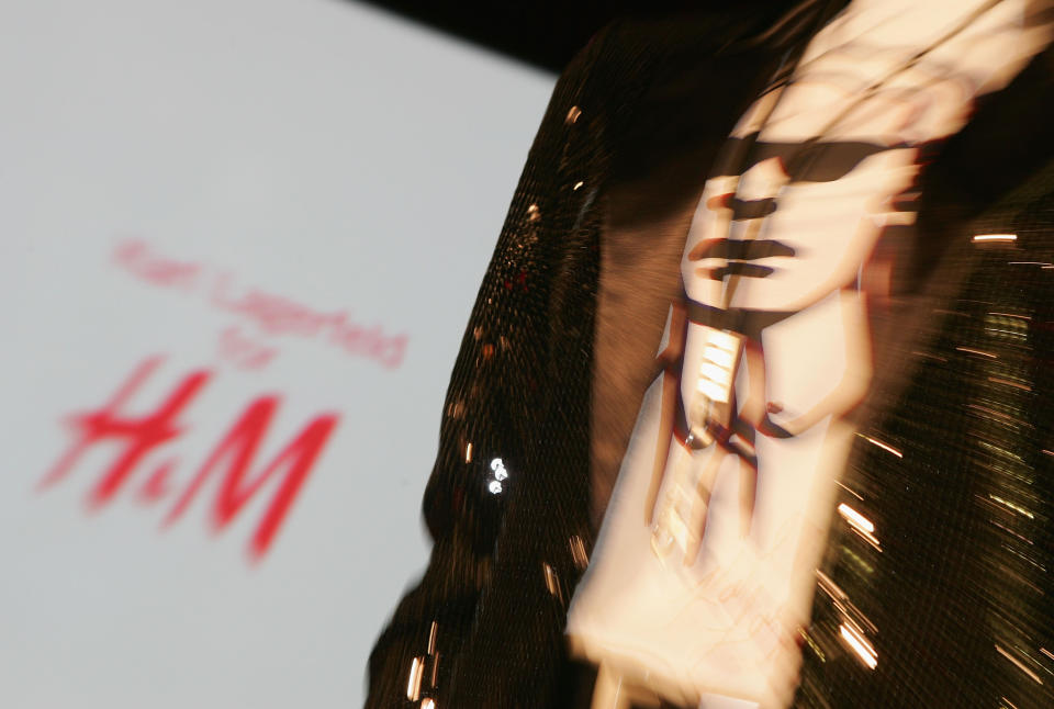 HAMBURG - NOVEMBER 10:  Display of cloths at the launch of Designer Karl Lagerfeld's new collection for high street fashion label H&M at  The Curio Haus on November 10, 2004 in Hamburg, Germany.  (Photo by Stuart Franklin/Getty Images)