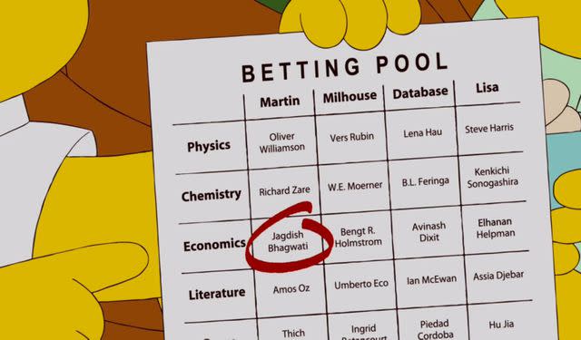 FOX Martin showing the betting pool for Nobel Prize winners in 'Elementary School Musical'