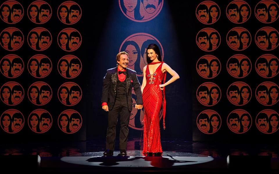 A scene with Sonny and Cher performing is part of the national tour of “The Cher Show” at the Van Wezel Performing Arts Hall.