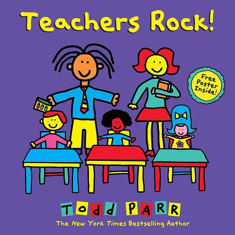 As the title suggests, "Teachers Rock" celebrates the amazing work educators do. <i>(Available <strong><a href="https://amzn.to/3eSZCQa" target="_blank" rel="noopener noreferrer">here</a></strong>)</i>