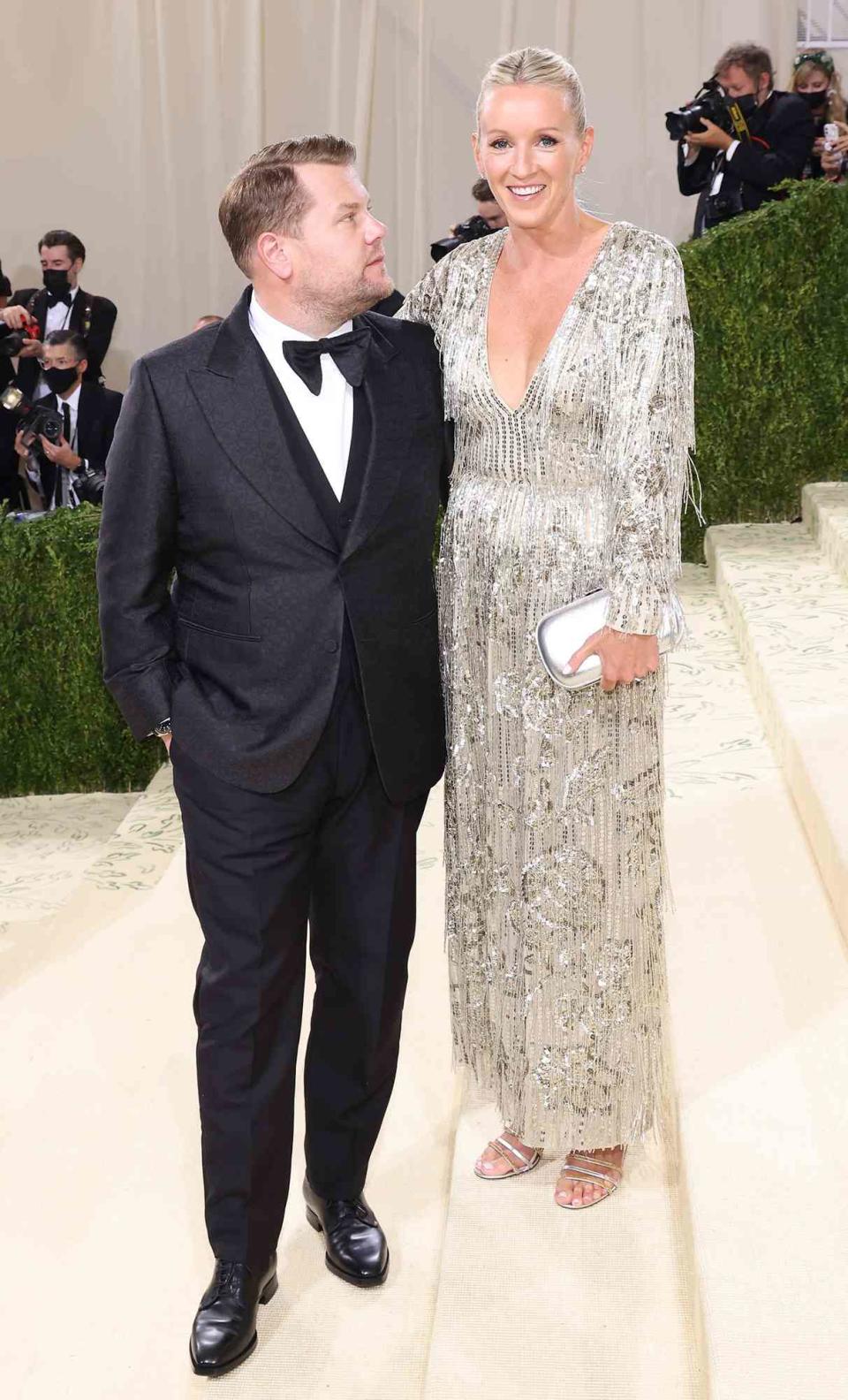 James Corden and Julia Carey attend the 2021 Met Gala benefit "In America: A Lexicon of Fashion" at Metropolitan Museum of Art on September 13, 2021 in New York City
