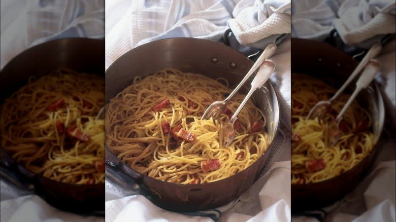 A pot full of pasta