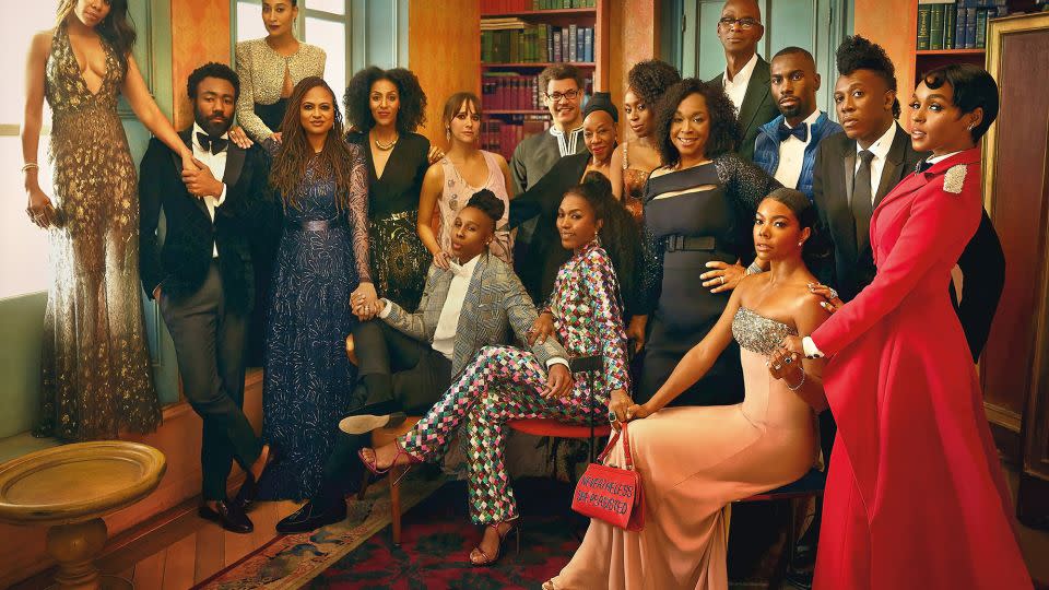 From left: Regina Hall, Donald Glover, Tracee Ellis Ross, Ava DuVernay, Sarah Jones, Rashida Jones, Lena Waithe, Dr. Ivara Esege, Marianne Jean-Baptiste, Angela Bassett, Chimamanda Ngozi Adichie, Shonda Rhimes, Mark Bradford, DeRay Mckesson, Gabrielle Union, Chuck Lightning, and Janelle Monáe, photographed in 2018. - Mark Seliger