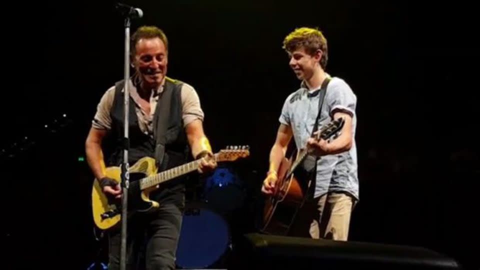 Nathan Testa was received a guitar lesson from Bruce 'The Boss' Springsteen in front of thousands of adoring fans. Source: YouTube