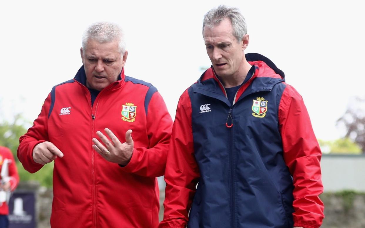 Warren Gatland and Rob Howley - Warren Gatland asks Wales to forgive Rob Howley for breaching betting rules - Getty Images/David Rogers
