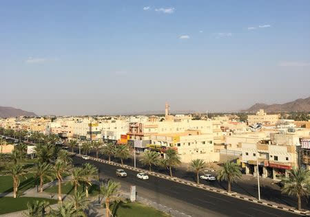 Mountains leading to the Yemeni border are seen beyond the downtown area in Najran city, which was hit by Houthi rocket fire, in southern Saudi Arabia August 27, 2016. REUTERS/Katie Paul