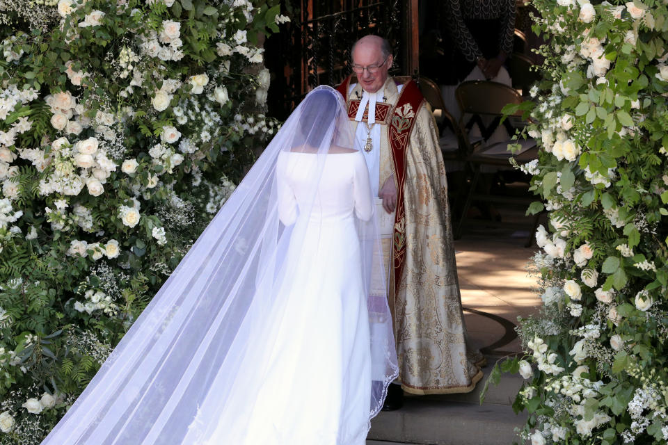 <p>“It is truly an honor to have been given the opportunity to closely collaborate with Meghan Markle on such a remarkable occasion,” designer Clare Waight Keller said in a statement. (Photo: Andrew Matthews – WPA Pool/Getty Images) </p>