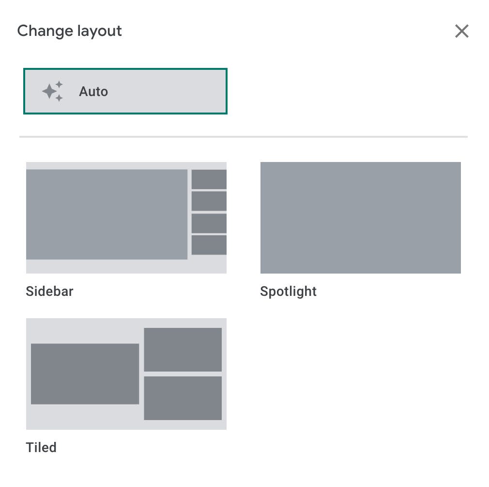 Google Meet change layout