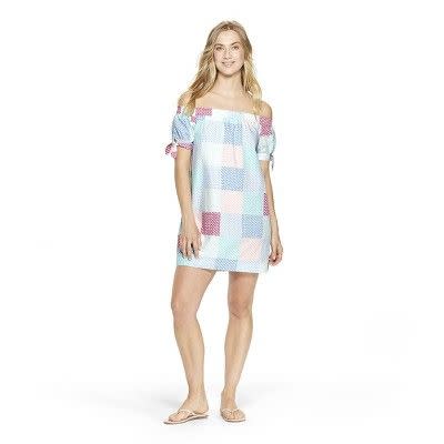 Women's Patchwork Whale Off The Shoulder Short Sleeve Bardot Dress