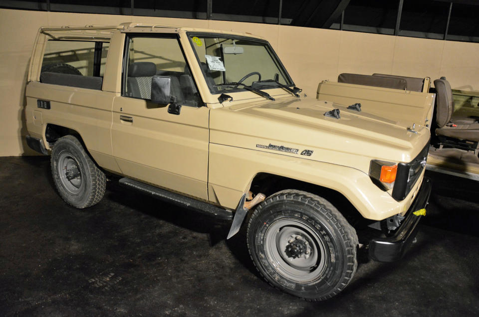 <p>Referred to in the museum as a Toyota Jeep, this short-wheelbase Land Cruiser <strong>is ready to tackle the desert</strong>. It’s equipped to receive a soft top and its windshield folds down to provide the full open-air motoring experience. The basic design dates to 1984 but this example was made in 1999.</p>