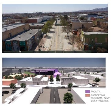 On January 3, 2022, four members of El Paso City Council chose the top picture as their vision for downtown El Paso.  They said that the $163,000,000 in available bond money cannot be spent here.  It must be “repurposed” and spent someplace else.  They abandoned the location they’ve been fighting for.

The bottom picture shows what existing bond money can do for the area: restore its 7 historic buildings, add a modern facility for indoor-outdoor entertainment, create a well-lit neighborhood environment.  The full report is at https://www.elev8ep.com/calendar-events-mpc for people to see and study.