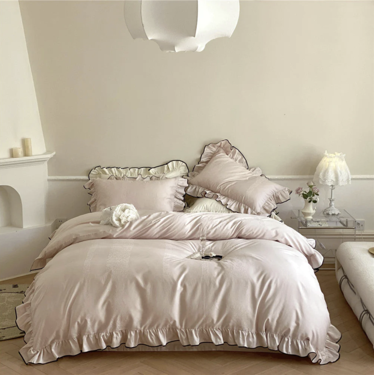 <p><a href="https://everlastingfabric.com/products/silky-ruffle-bedding-set-rust-pink" rel="nofollow noopener" target="_blank" data-ylk="slk:Shop Now;elm:context_link;itc:0;sec:content-canvas" class="link rapid-noclick-resp">Shop Now</a></p><p>Silky Ruffle Bedding Set </p><p>everlastingfabric.com</p><p>$219.00</p>