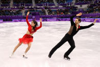 <p>Yura Min and Alexander Gamelin of Korea compete in the Figure Skating Team Event – Ice Dance – Short Dance on day two of the PyeongChang 2018 Winter Olympic Games at Gangneung Ice Arena on February 11, 2018 in Gangneung, South Korea. (Photo by Maddie Meyer/Getty Images) </p>