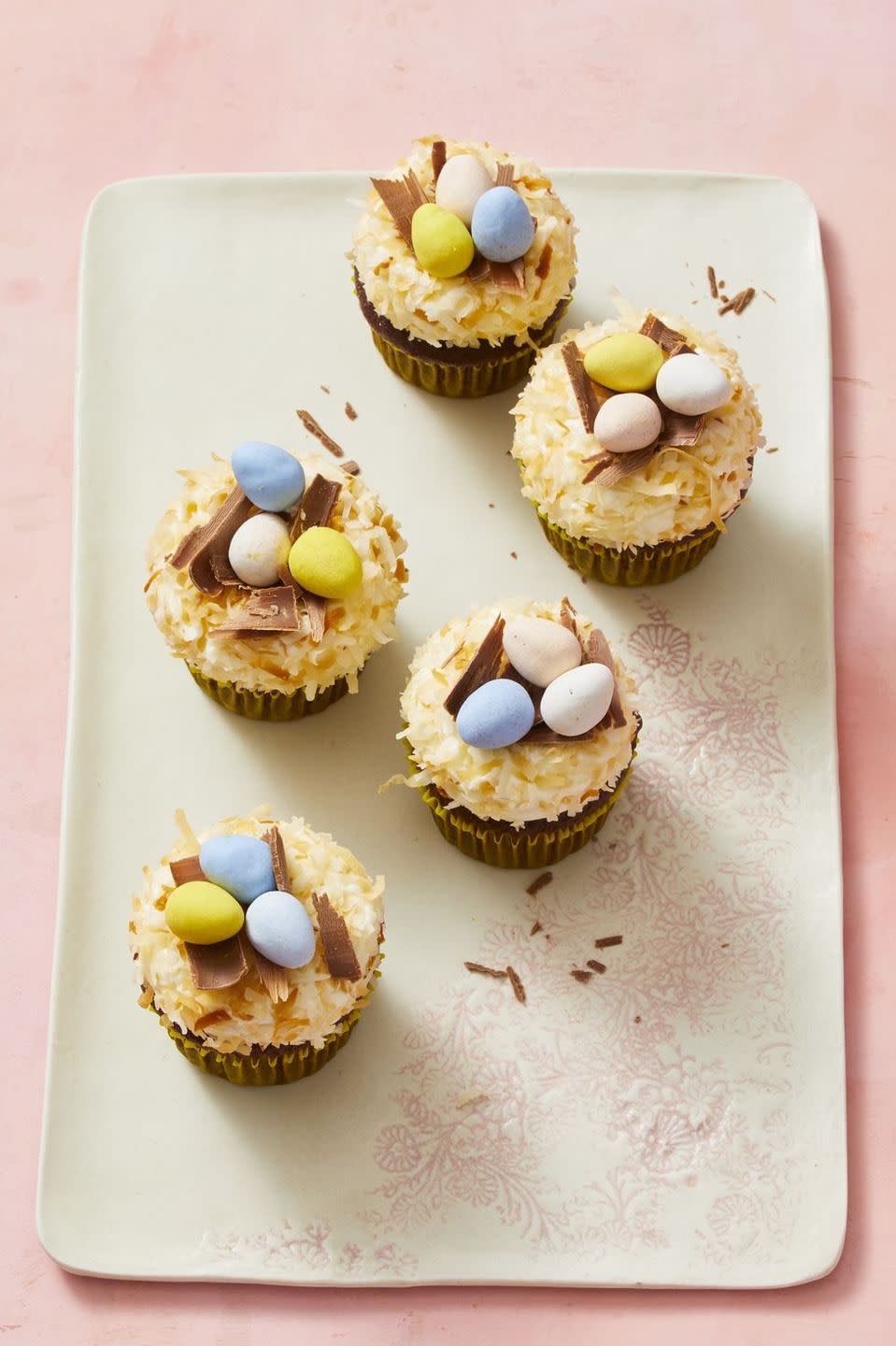 <p><a href="https://www.goodhousekeeping.com/food-recipes/a28566002/chocolate-cupcakes-recipe/" rel="nofollow noopener" target="_blank" data-ylk="slk:Chocolate cupcakes;elm:context_link;itc:0;sec:content-canvas" class="link ">Chocolate cupcakes</a> topped with buttercream frosting, candy eggs, and toasted coconut are almost too cute to eat ... almost.</p><p><em><a href="https://www.goodhousekeeping.com/food-recipes/a31135159/easter-egg-nest-cupcakes-recipe/" rel="nofollow noopener" target="_blank" data-ylk="slk:Get the recipe for Easter Egg Nest Cupcakes »;elm:context_link;itc:0;sec:content-canvas" class="link ">Get the recipe for Easter Egg Nest Cupcakes »</a></em></p><p><strong>RELATED: </strong><a href="https://www.goodhousekeeping.com/holidays/easter-ideas/g883/spring-cupcakes/" rel="nofollow noopener" target="_blank" data-ylk="slk:27 Easy Easter Cupcakes That Are Almost Too Cute to Eat;elm:context_link;itc:0;sec:content-canvas" class="link ">27 Easy Easter Cupcakes That Are Almost Too Cute to Eat</a></p>