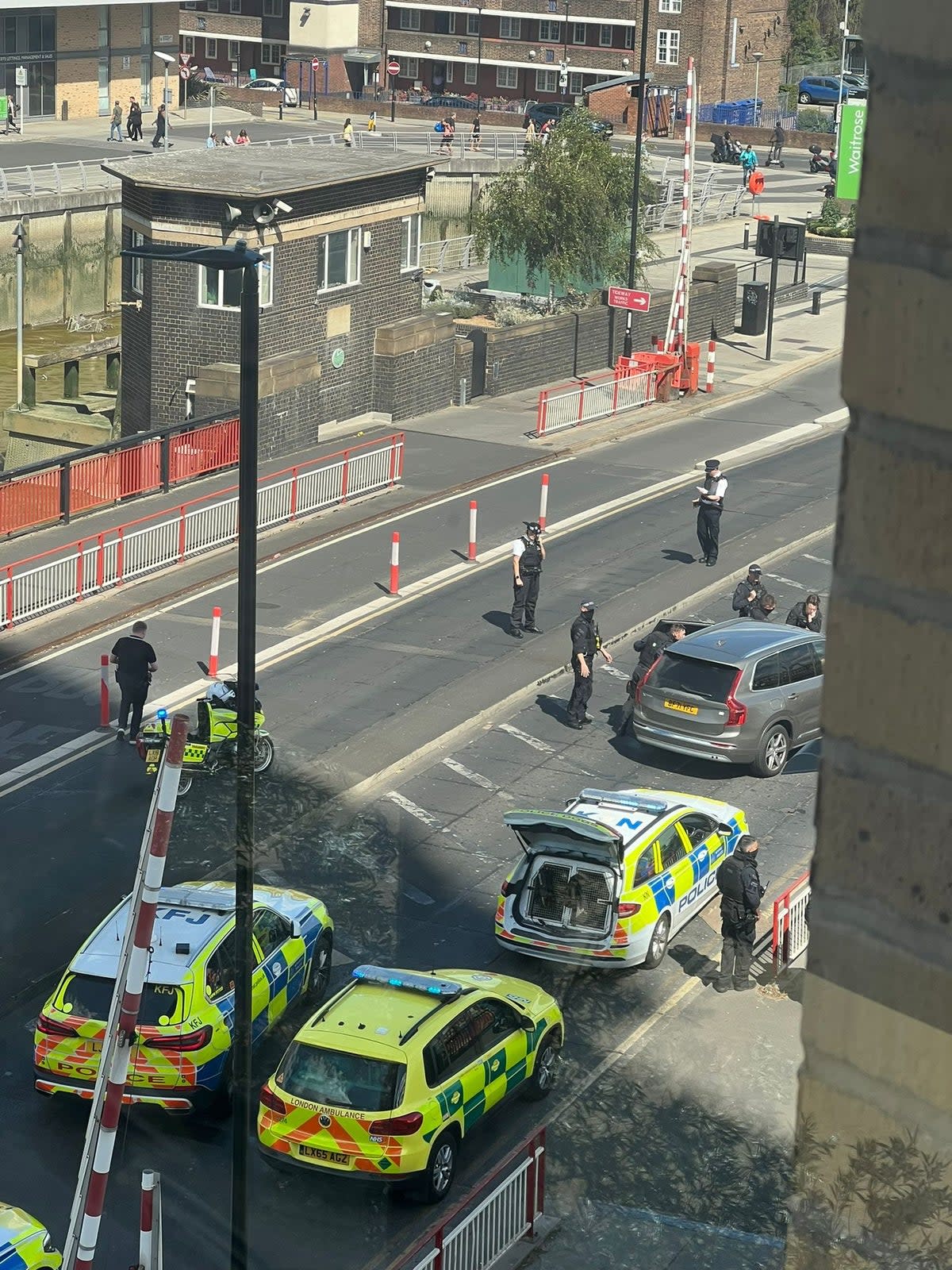 A man was shot by police in Creek Road, Greenwich, south-east London, after officers responded to reports of a man with a firearm (Christopher O.O/PA) (PA Media)