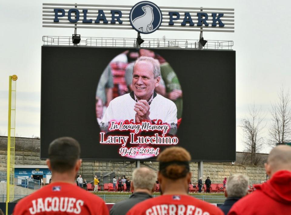 Polar Park pauses for a moment of silence in memory of Larry Lucchino on opening day Tuesday.