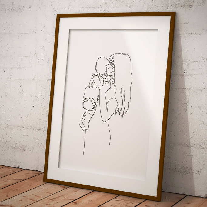 Custom Line Art Family Photo Print