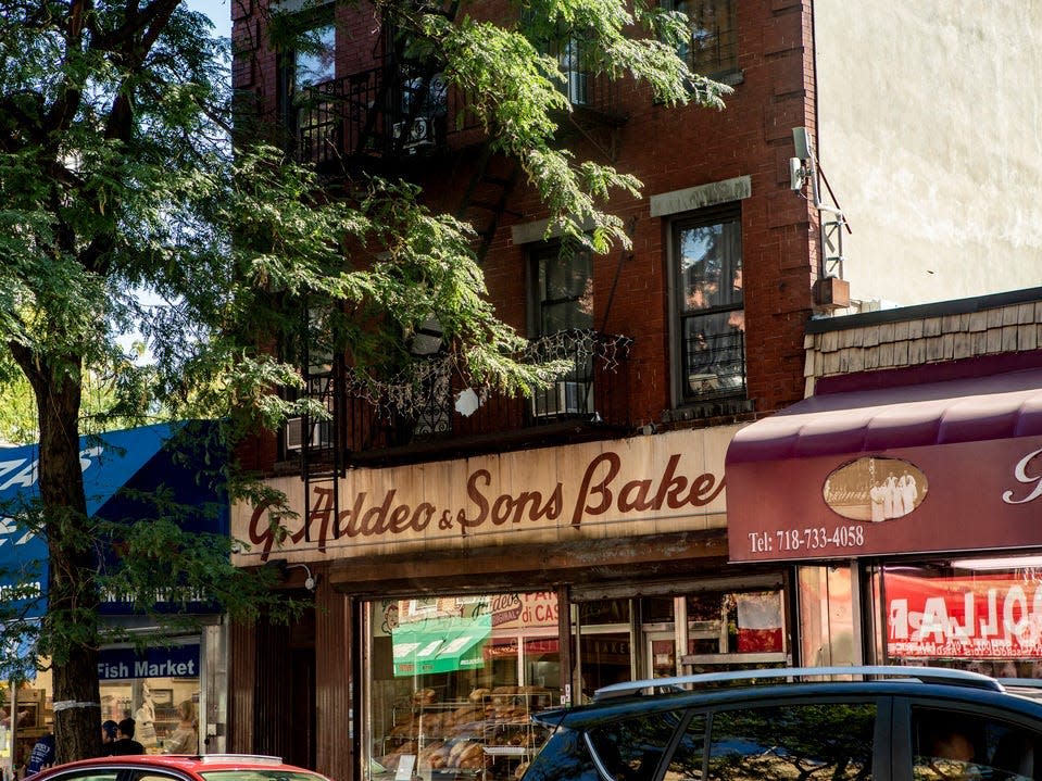 The outside of Addeo & Sons Bakery shop.