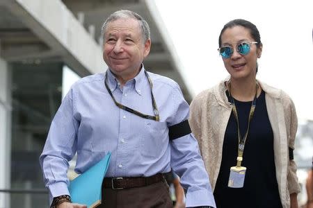 Formula One - F1 - Brazilian Grand Prix 2015 - Autodromo Jose Carlos Pace, Sao Paulo, Brazil - 15/11/15 FIA President Jean Todt with his wife Michelle Yeoh before the race Mandatory Credit: Action Images / Hoch Zwei Livepic