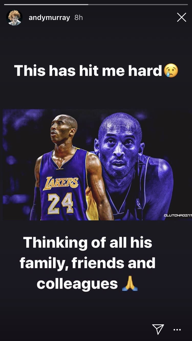 Andy Murray paid tribute to Kobe Bryant (Instagram)