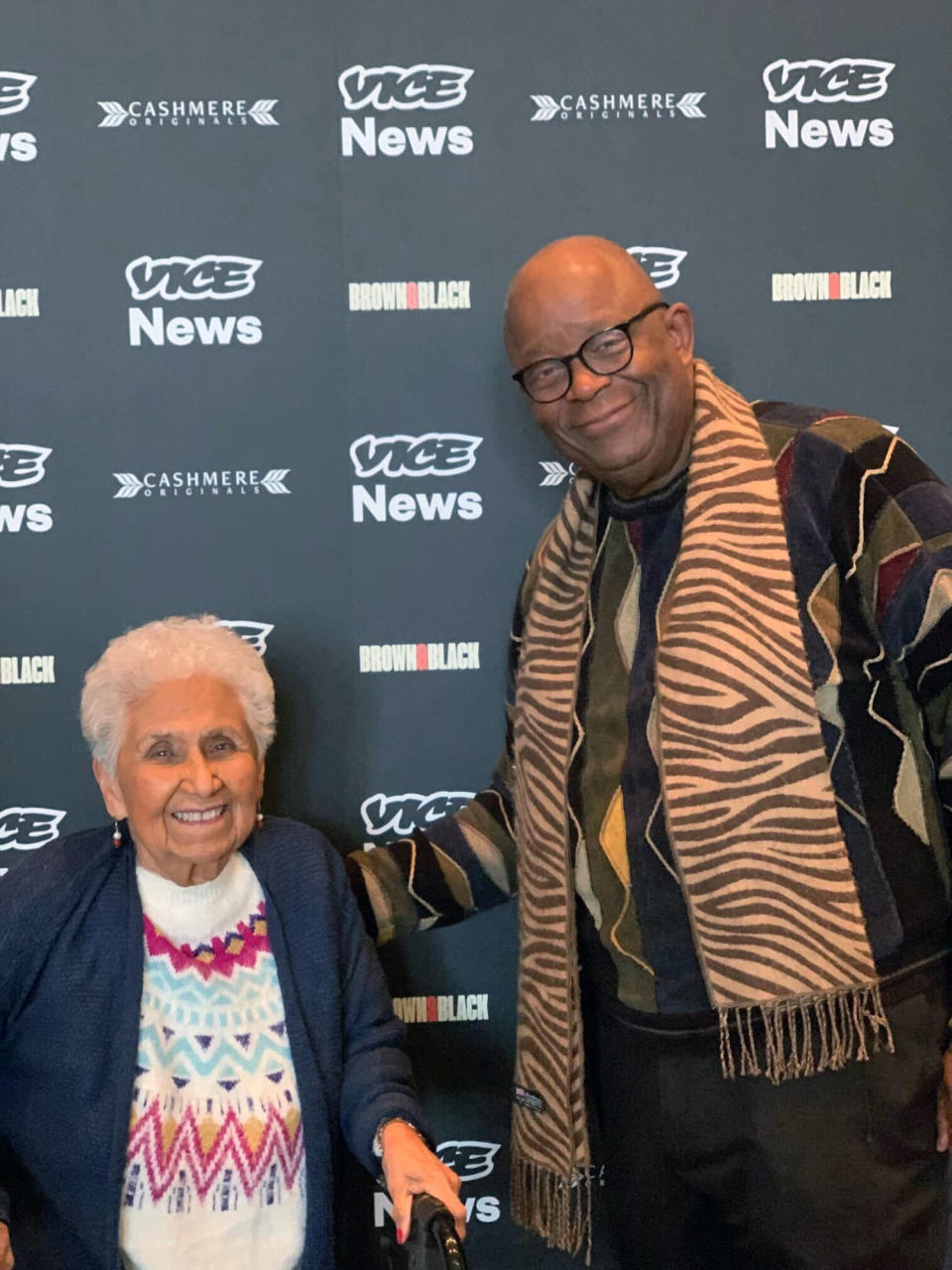 Iowa Black and Brown presidential forum founders Mary Campos, left, and Wayne Ford at the 2020 edition of the event. (Courtesy Wayne Ford)