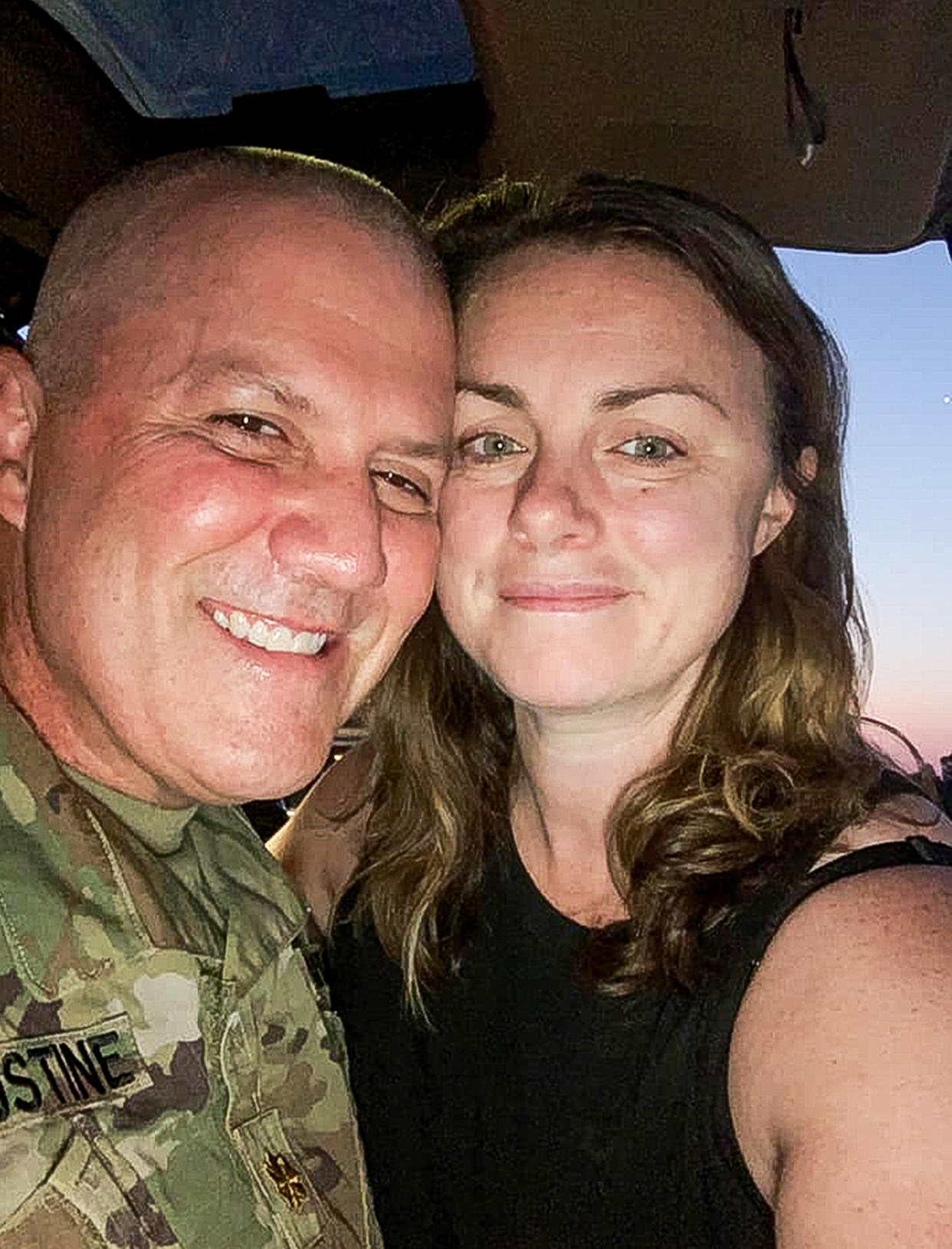 Megan Augustine and her husband, who initiated their last selfie before he deployed. (Megan Augustine)