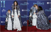 Vestidas de Marc Jacobs, como si fueran Elsa y Anna, así llegaron Selena Gomez y su hermana pequeña a la alfombra roja de 'Frozen 2'. Gracie Elliot Teefey tiene 6 añitos. (Foto: Michael Tran / Getty Images)