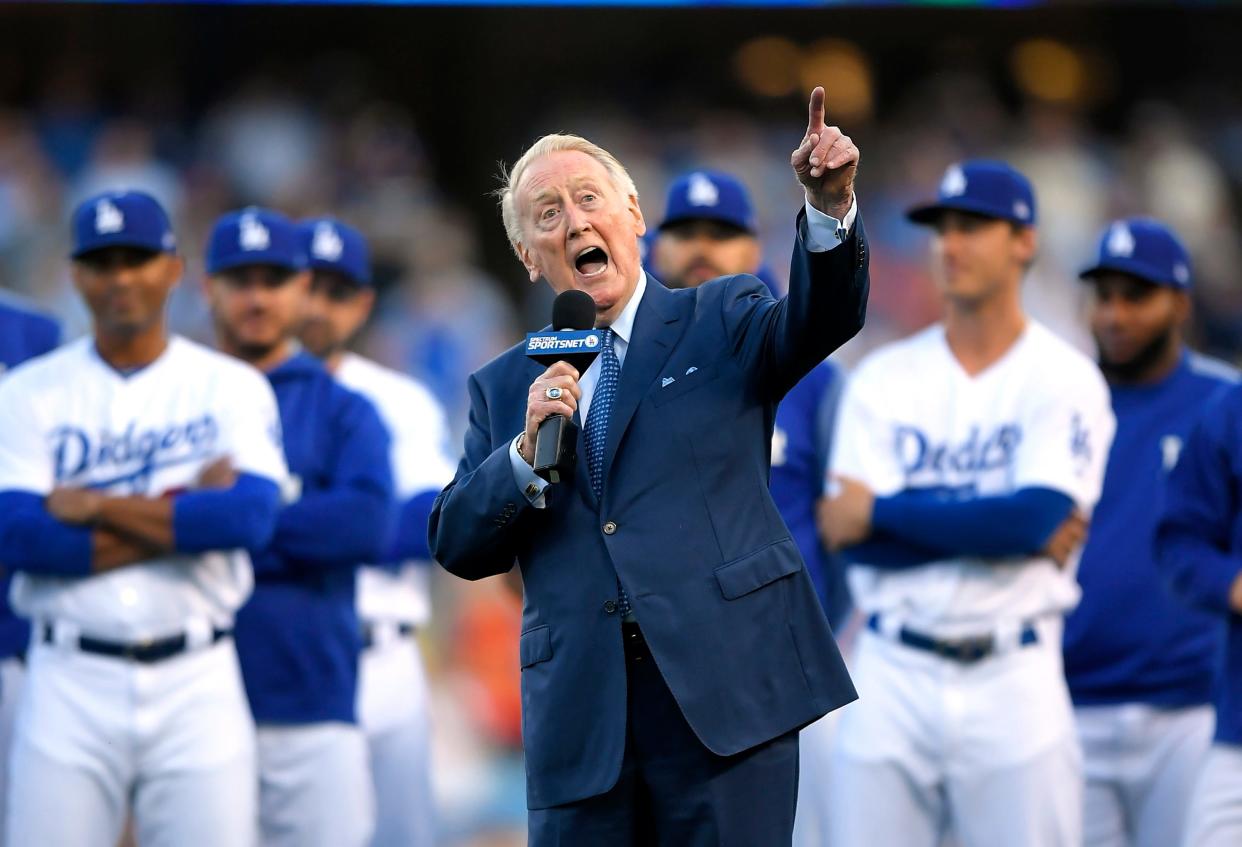 Vin Scully, know as "the voice" of the Brooklyn and Los Angeles Dodgers for 67 seasons and called NFL, golf and 25 World Series, died on Aug. 2 at the age of 94.