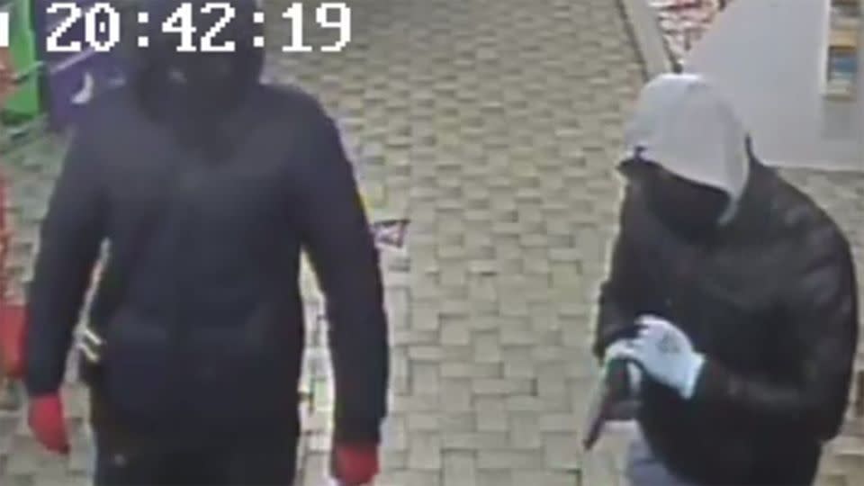 CCTV footage of the two armed men police say are responsible for milk bar heists.