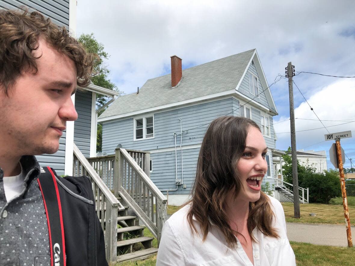 Daniel Amaral and Bree Steele say funding for a new community centre in Glace Bay gives them hope for the future and shows that people care and are changing things for the better. (Tom Ayers/CBC - image credit)