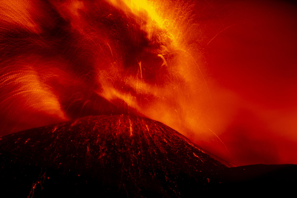 Mount Etna, the highest active volcano in continental Europe, erupted again, spewing ash and molten lava in Catania, Italy on Aug. 15.