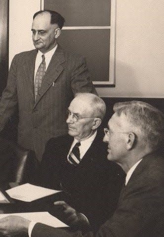 Herman Miller (center) from photo of Zeeland State Bank Board of Directors, c1940.