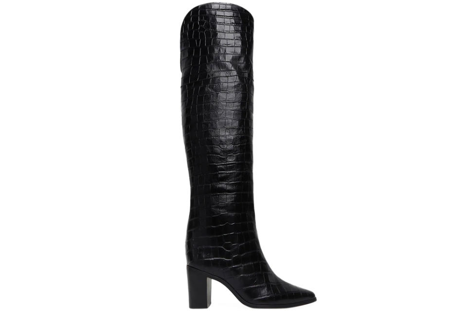 black boots, embossed, croc, schutz