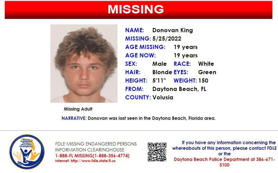 Donovan King was last seen in Daytona Beach on May 25, 2022.