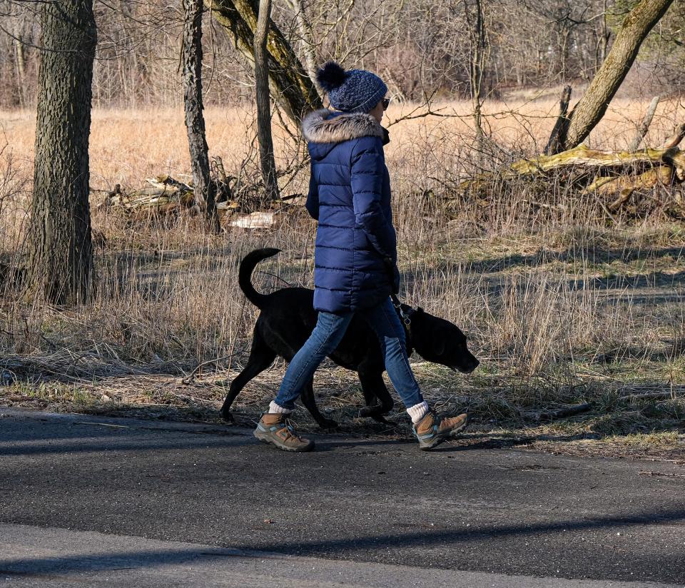 While some parks have rules about staying on the path or trail so as not to damage the local fauna it may also make it less likely to come in contact with ticks. Photo: Sunday, April 2, 2023.