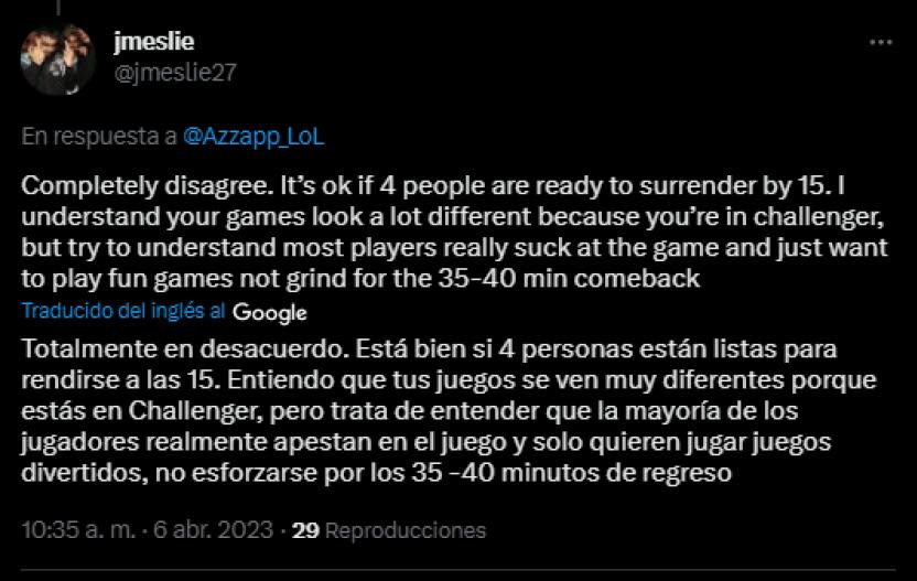 Los jugadores de ligas bajas prefieren partidas rápidas y divertidas que forzar una remontada de 40 minutos.