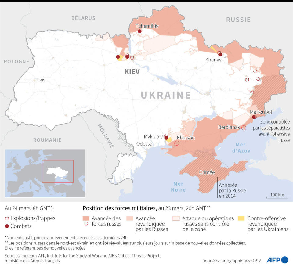 Situation en Ukraine au 24 mars 2022.