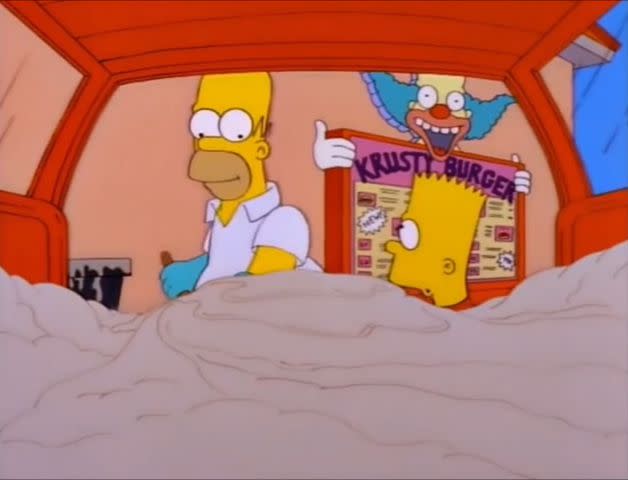 FOX Homer and Bart stealing grease from Krusty Burger in 'Lard of the Dance'